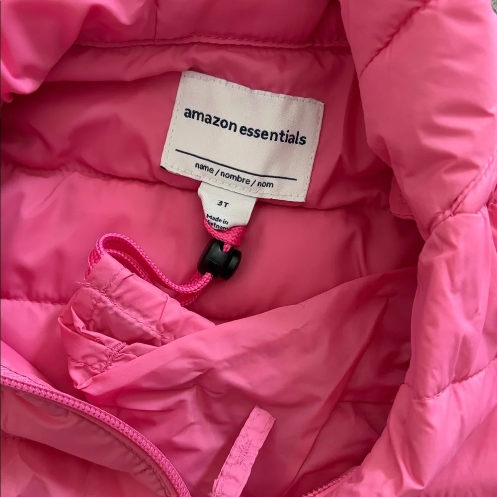 Amazon Essentials Pink Hooded Puffer Jacket